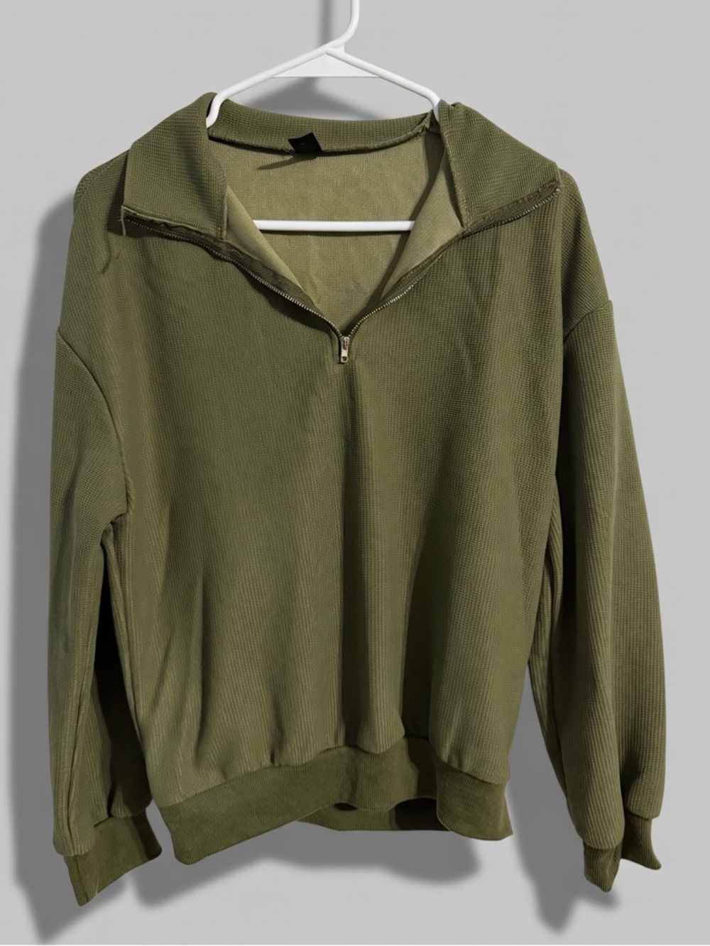 Olive Green Half-Zip Pullover Top